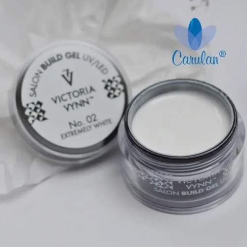 Żel budujący Victoria Vynn Build Gel Extremely White No. 02 15 ml, otwarty słoiczek z żelem