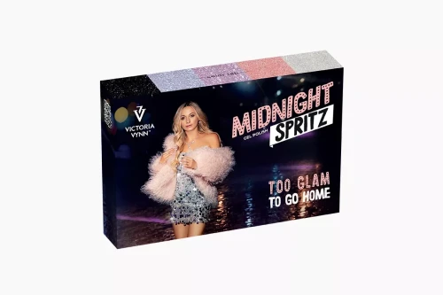 Pudełko zestawu 5 PACK Midnight Spritz z czterema lakierami 475-478 i topem Starlit Silver No Wipe