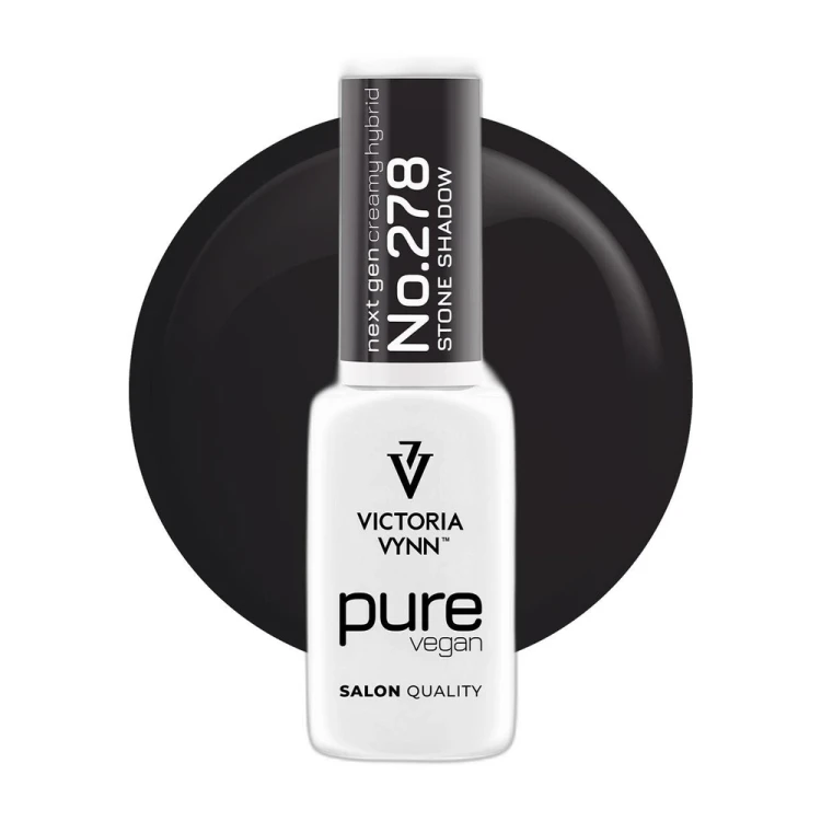 Lakier hybrydowy Victoria Vynn Pure Vegan Creamy Hybrid No.278 Stone Shadow 8ml - butelka na kole koloru, chłodny grafit