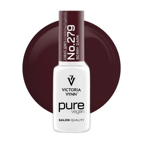Lakier hybrydowy Victoria Vynn Pure Vegan Creamy Hybrid No.279 Berry Dark 8ml - butelka na kole koloru, burgund