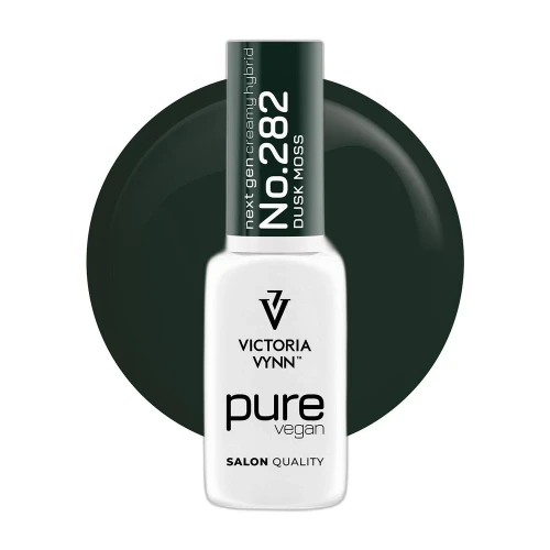Lakier hybrydowy Victoria Vynn Pure Vegan Creamy Hybrid No.282 Dusk Moss 8ml - butelka na kole koloru, butelkowa zieleń