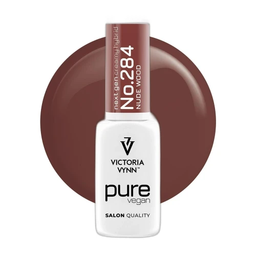Lakier hybrydowy Victoria Vynn Pure Vegan Creamy Hybrid No.284 Nude Wood 8ml - butelka na kole koloru, jasny brąz