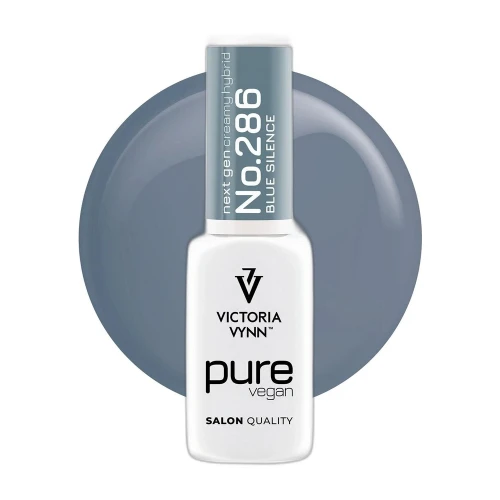 Lakier hybrydowy Victoria Vynn Pure Vegan Creamy Hybrid No.286 Blue Silence 8ml - butelka na kole koloru, niebiesko szary