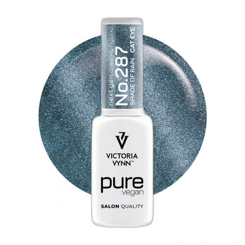Lakier hybrydowy Victoria Vynn Pure Vegan Creamy Hybrid No.287 Shade of Rain 8ml - butelka na kole koloru, niebiesko szary z efektem cat eye