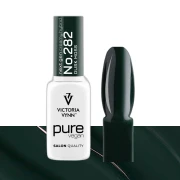 Lakier hybrydowy Victoria Vynn Pure Vegan Creamy Hybrid No.282 Dusk Moss 8ml - butelka obok paznokietnika w odcieniu butelkowa zieleń