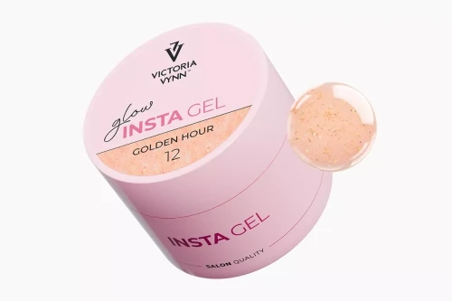 Słoiczek Victoria Vynn INSTA GEL 12 Golden Hour 40 ml z kroplą żelu nude ze złotą folią
