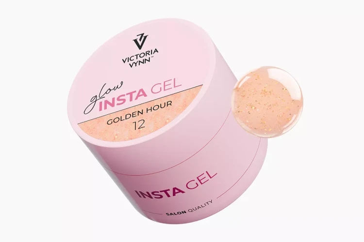 Słoiczek Victoria Vynn INSTA GEL 12 Golden Hour 40 ml z kroplą żelu nude ze złotą folią