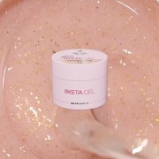 INSTA GEL 12 Golden Hour 40 ml na tle żelu nude z płatkami złotej folii