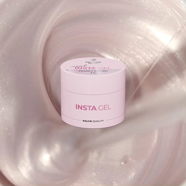 INSTA GEL 14 Pearly Crush 40 ml na tle perłowego, jasnoróżowego żelu