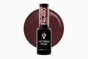 Victoria Vynn Gel Polish 480 Bordeaux 8 ml, butelka lakieru hybrydowego na tle bordowego wybarwienia