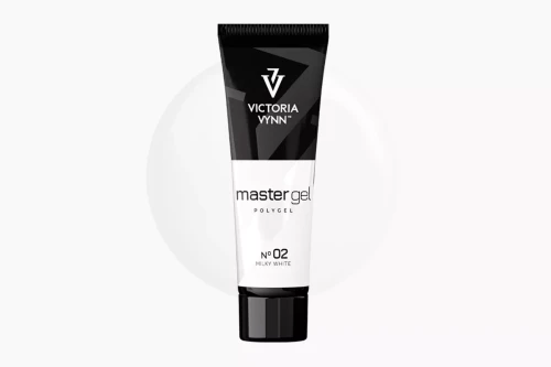 Akrylożel Victoria Vynn Master Gel Milky White No. 02, tubka 60 g na tle próbki koloru