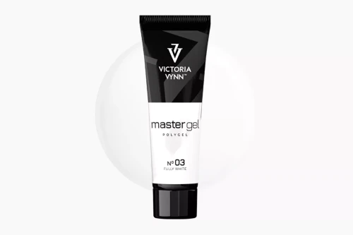 Akrylożel Victoria Vynn Master Gel Fully White No. 03, tubka 60 g na tle próbki koloru