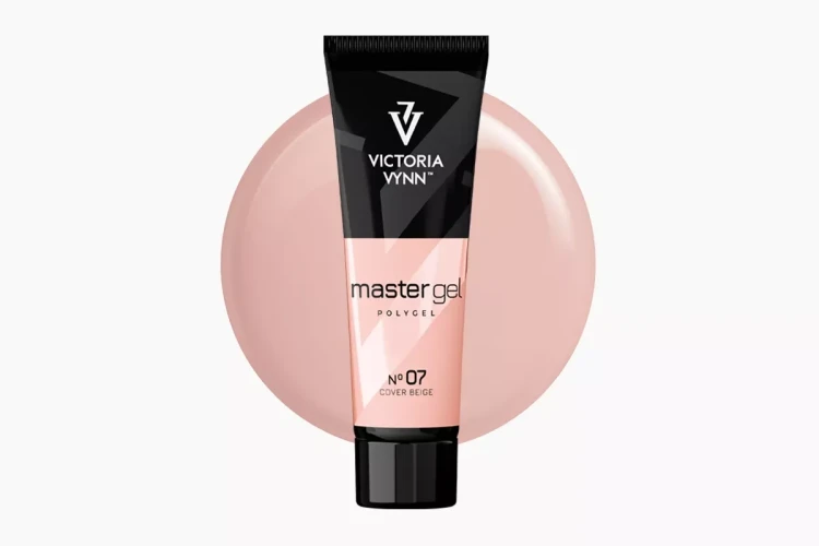 Akrylożel Victoria Vynn Master Gel Cover Beige No. 07, tubka 60 g na tle próbki koloru