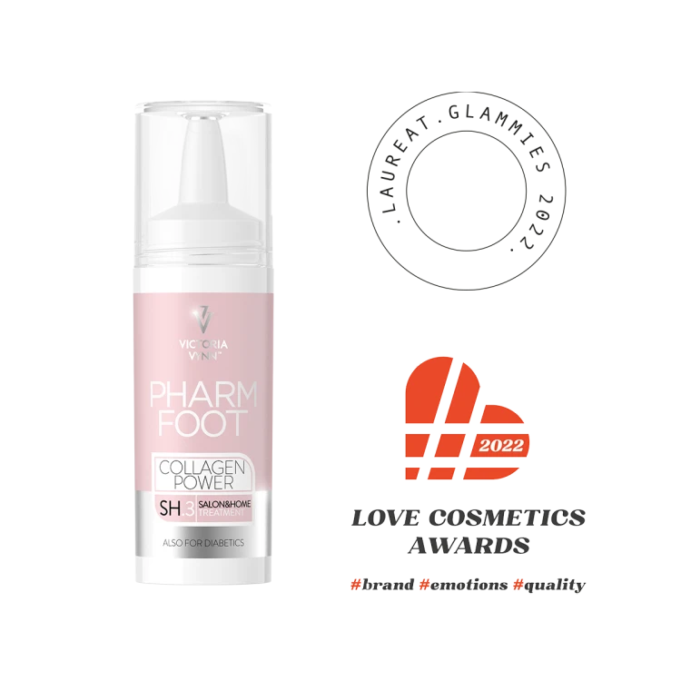 Serum COLLAGEN POWER Pharm Foot 15 ml ze znakami Love Cosmetics Awards 2022 i Laureat Glammies 2022
