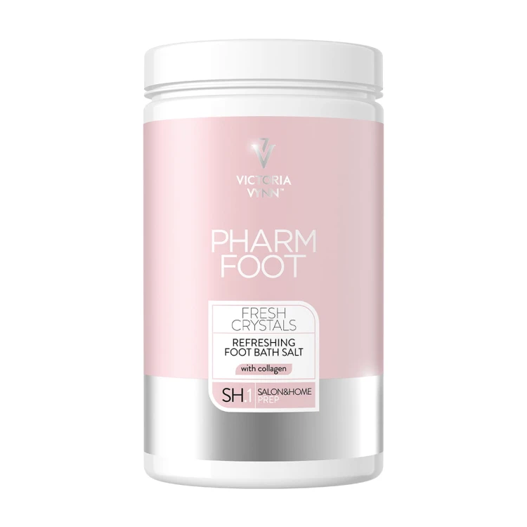 Słoik soli do kąpieli stóp FRESH CRYSTALS Pharm Foot 1250 g, etykieta Salon & Home